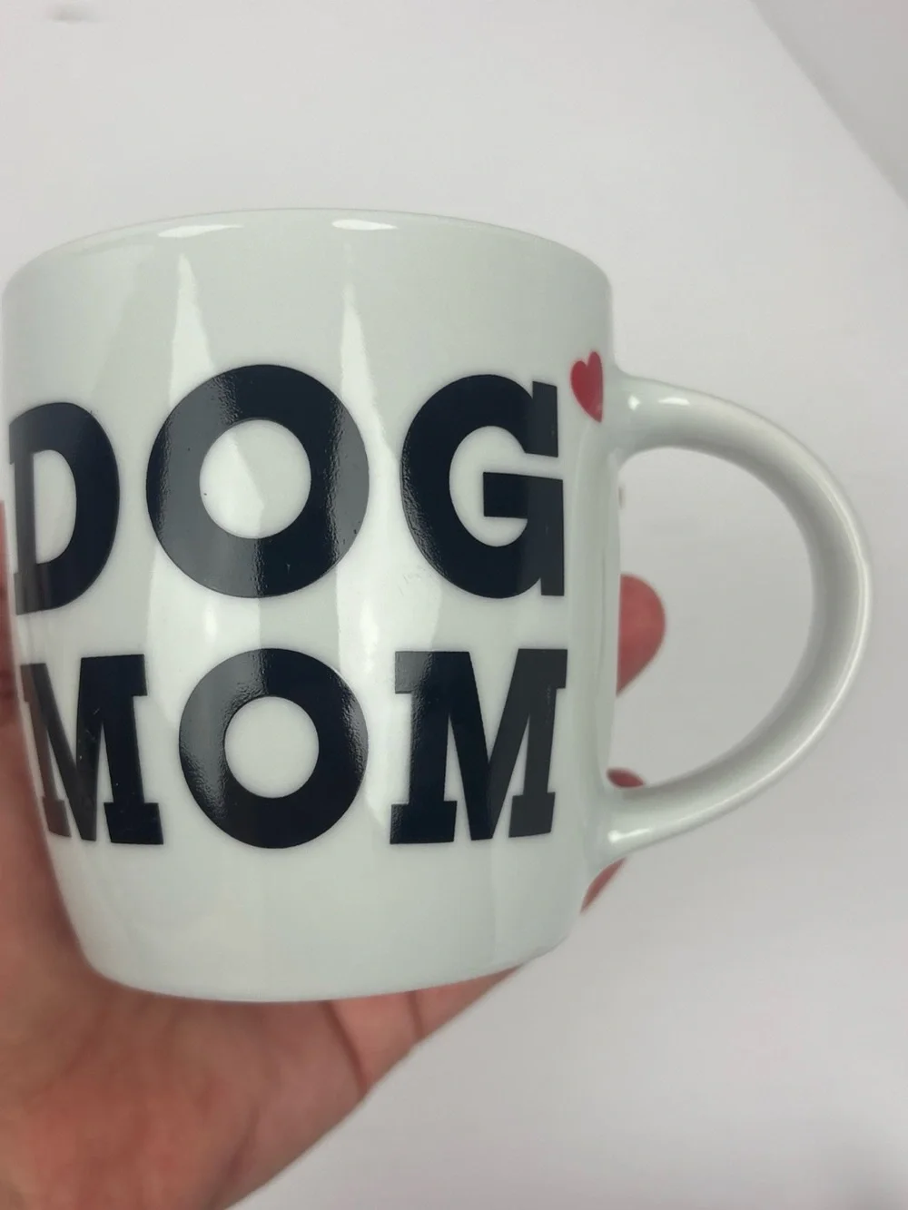 Dog Mom Dad Coffee Mugs Set of 2 White Black Red Heart Ceramic 8 oz Couple Gift
